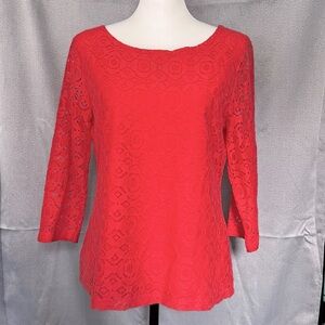 Talbots ladies three-quarter sleeve floral lace top